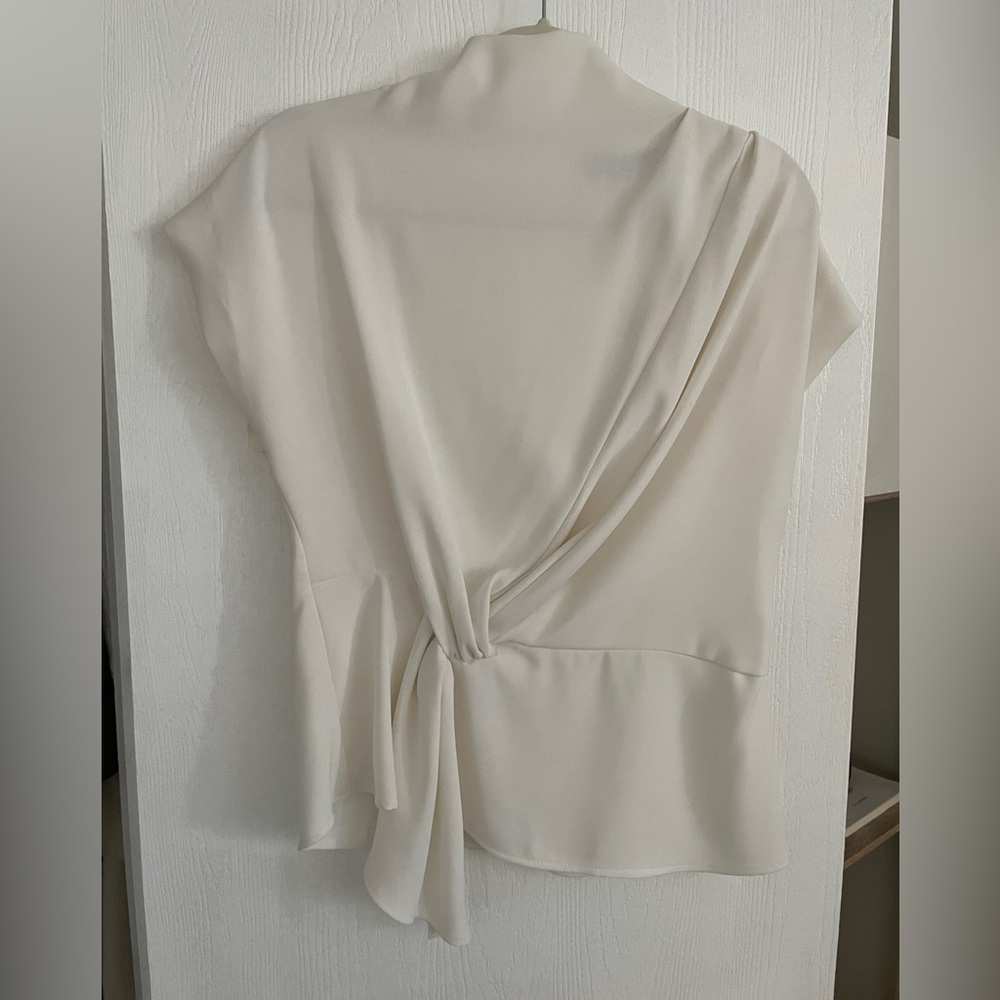 Zara cream tie front blouse